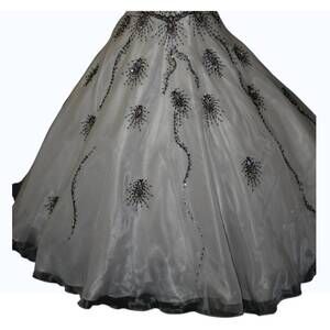 NEW LITTLE ROSIE girl's glitz long pageant dress in white/black